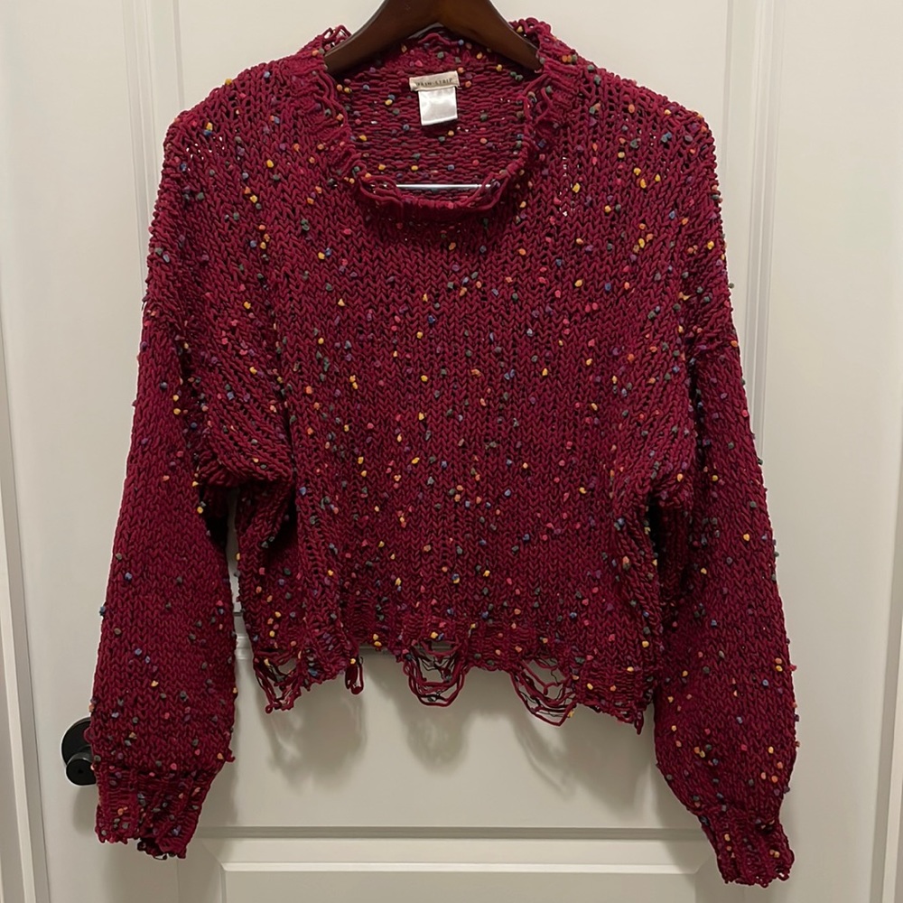 Main Strip women’s chenille knitted cropped sweater sz M.